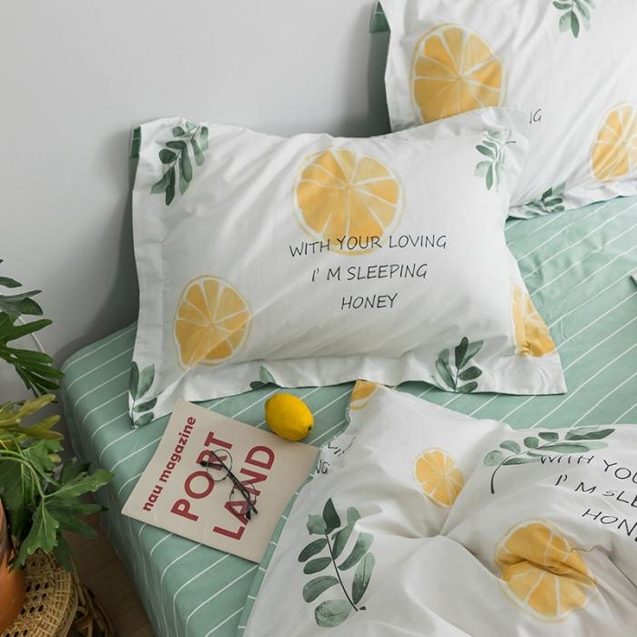 91家纺网 家纺一手货源 找家纺 窝米 2018全棉13372减龄卡通系列四件套床单款香橙满园