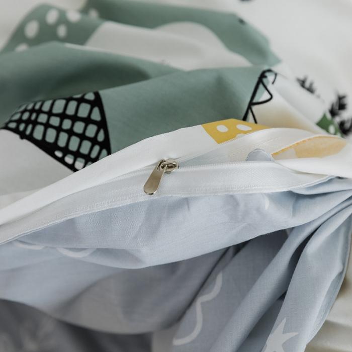 91家纺网 家纺一手货源 找家纺 窝米 2018全棉13372减龄卡通系列四件套床单款小恐龙灰