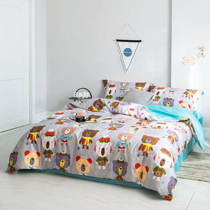 91家纺网 家纺一手货源 找家纺 窝米 2019全棉13372减龄卡通系列四件套床单款 巴比熊