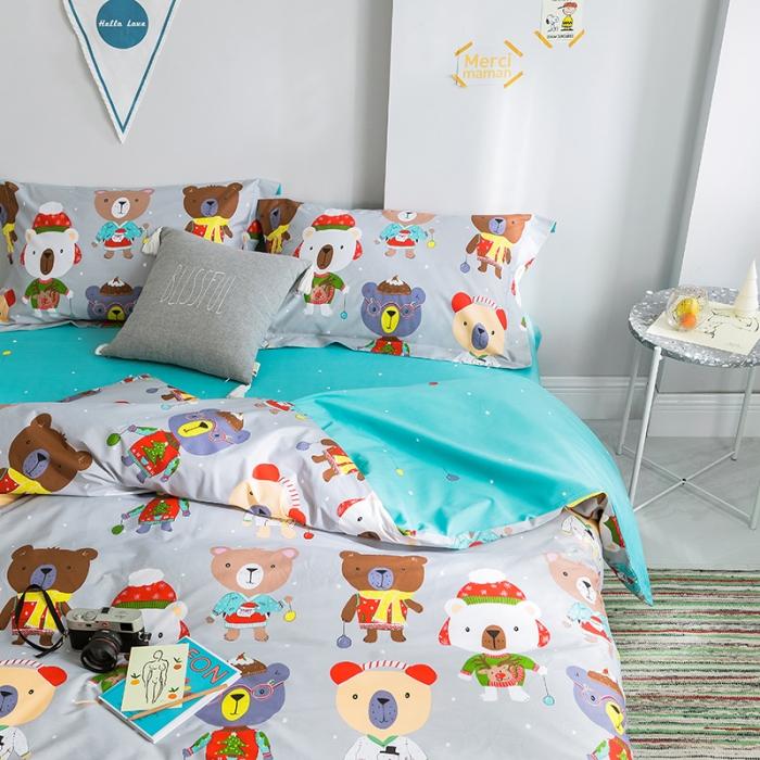 91家纺网 家纺一手货源 找家纺 窝米 2019全棉13372减龄卡通系列四件套床单款 巴比熊