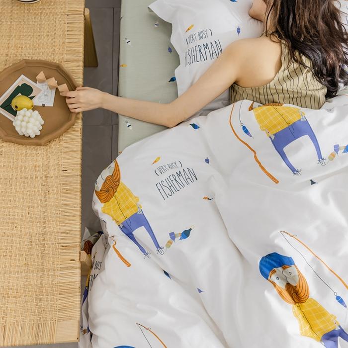 91家纺网 家纺一手货源 找家纺 窝米 2019全棉13372减龄卡通系列四件套床单款 海钓