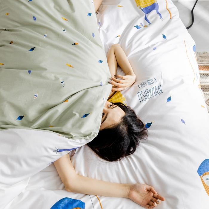 91家纺网 家纺一手货源 找家纺 窝米 2019全棉13372减龄卡通系列四件套床单款 海钓