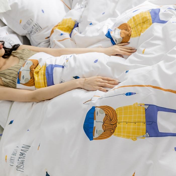 91家纺网 家纺一手货源 找家纺 窝米 2019全棉13372减龄卡通系列四件套床单款 海钓