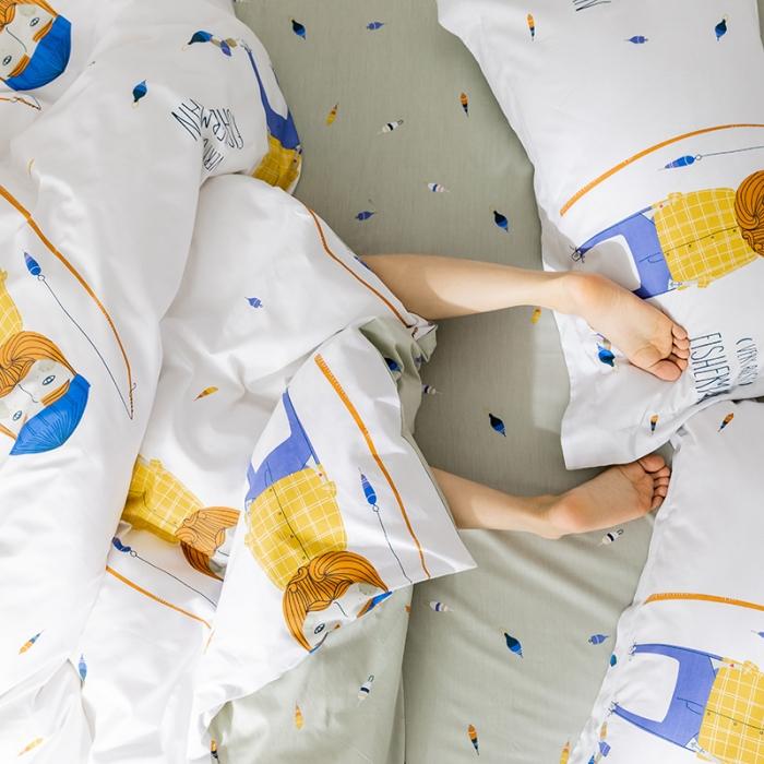 91家纺网 家纺一手货源 找家纺 窝米 2019全棉13372减龄卡通系列四件套床单款 海钓