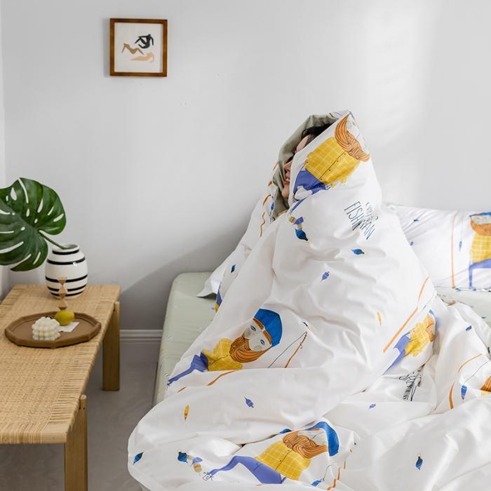 91家纺网 家纺一手货源 找家纺 窝米 2019全棉13372减龄卡通系列四件套床单款 海钓