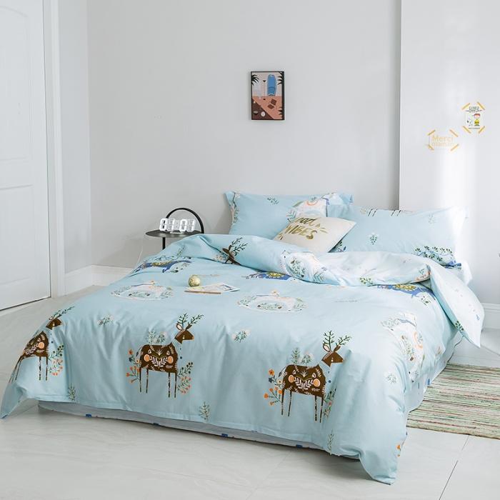 91家纺网 家纺一手货源 找家纺 窝米 2019全棉13372减龄卡通系列四件套床单款 梅花鹿