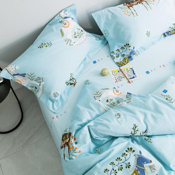 91家纺网 家纺一手货源 找家纺 窝米 2019全棉13372减龄卡通系列四件套床单款 梅花鹿