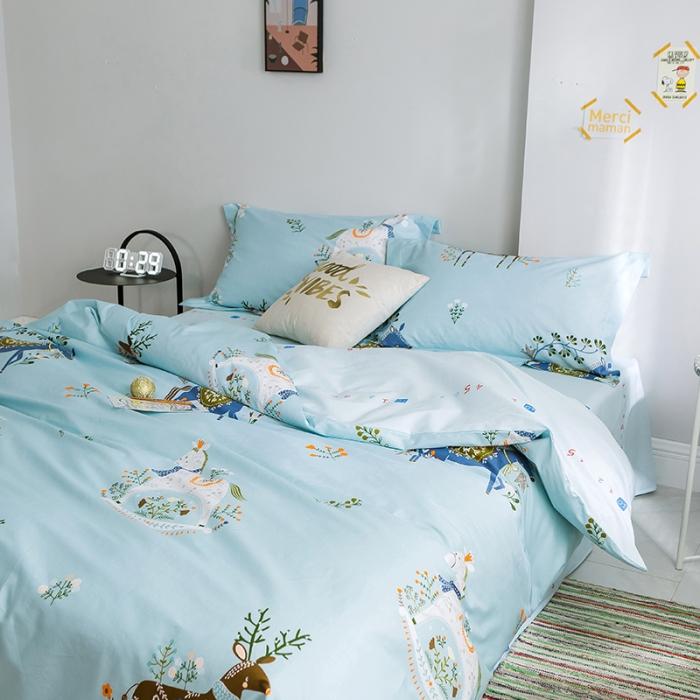 91家纺网 家纺一手货源 找家纺 窝米 2019全棉13372减龄卡通系列四件套床单款 梅花鹿