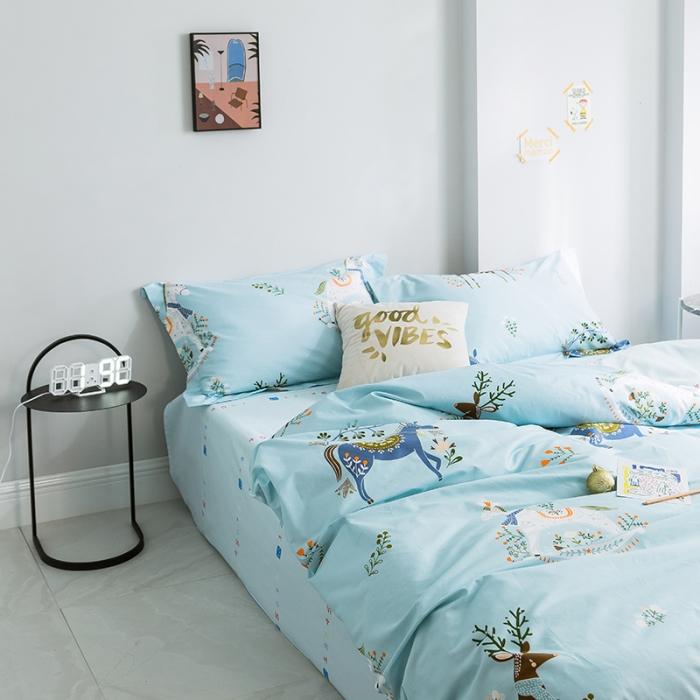 91家纺网 家纺一手货源 找家纺 窝米 2019全棉13372减龄卡通系列四件套床单款 梅花鹿