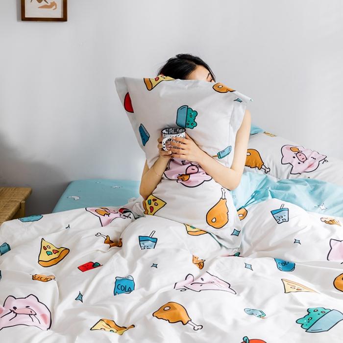 91家纺网 家纺一手货源 找家纺 窝米 2019全棉13372减龄卡通系列四件套床单款 萌萌哒