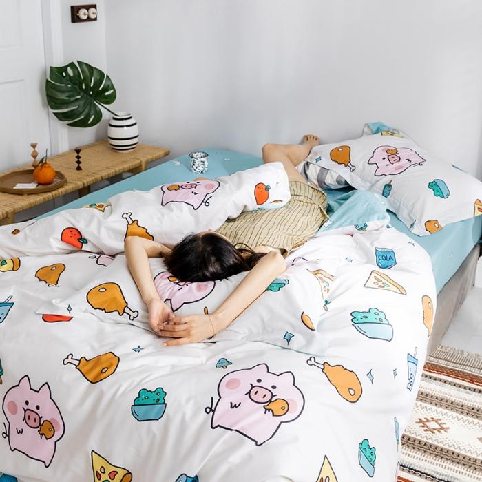 91家纺网 家纺一手货源 找家纺 窝米 2019全棉13372减龄卡通系列四件套床单款 萌萌哒