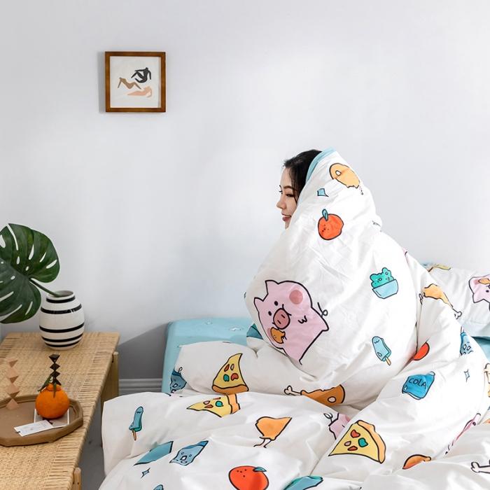 91家纺网 家纺一手货源 找家纺 窝米 2019全棉13372减龄卡通系列四件套床单款 萌萌哒