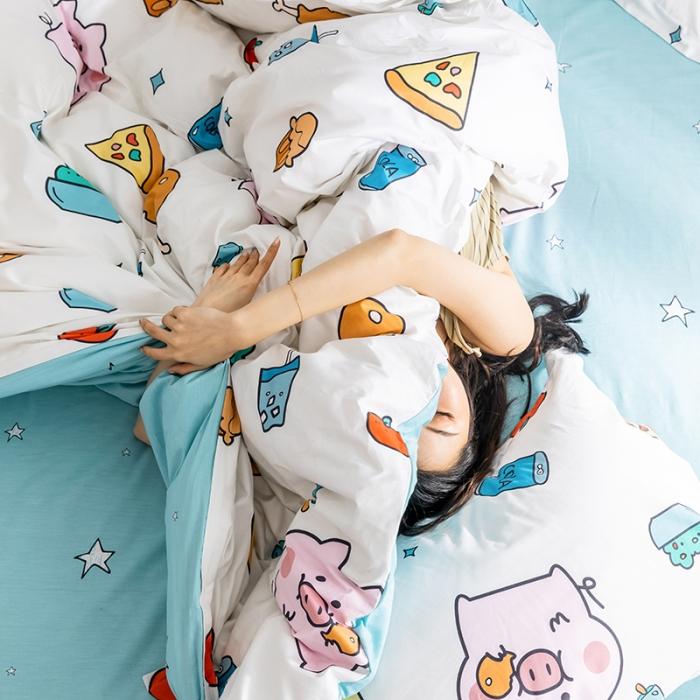 91家纺网 家纺一手货源 找家纺 窝米 2019全棉13372减龄卡通系列四件套床单款 萌萌哒