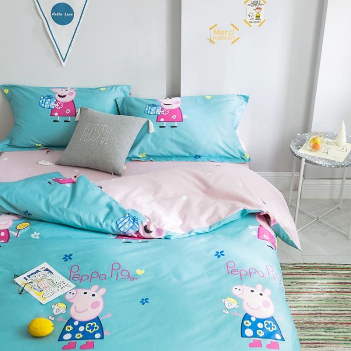 91家纺网 家纺一手货源 找家纺 窝米 2019全棉13372减龄卡通系列四件套床单款 佩奇