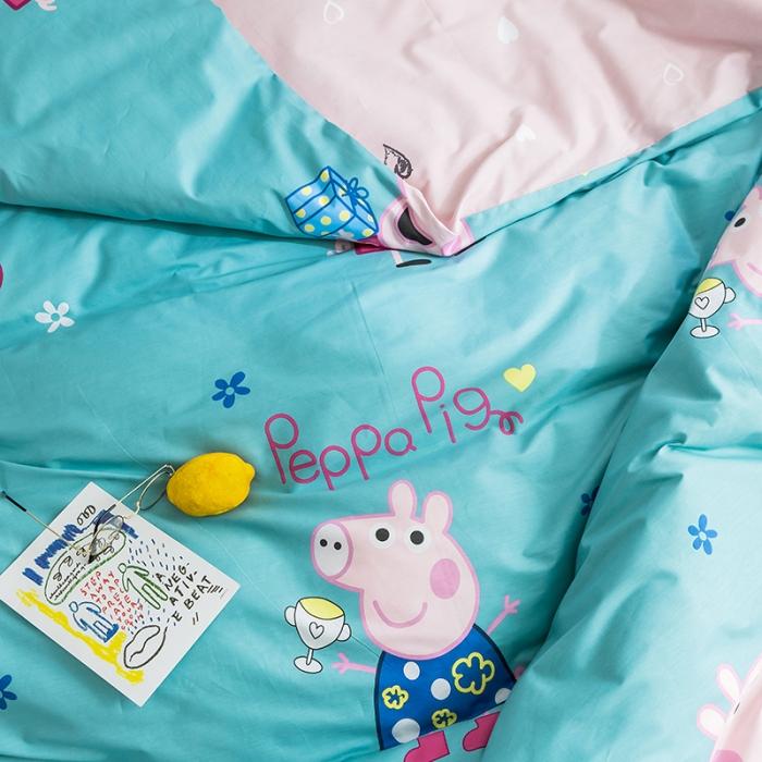 91家纺网 家纺一手货源 找家纺 窝米 2019全棉13372减龄卡通系列四件套床单款 佩奇