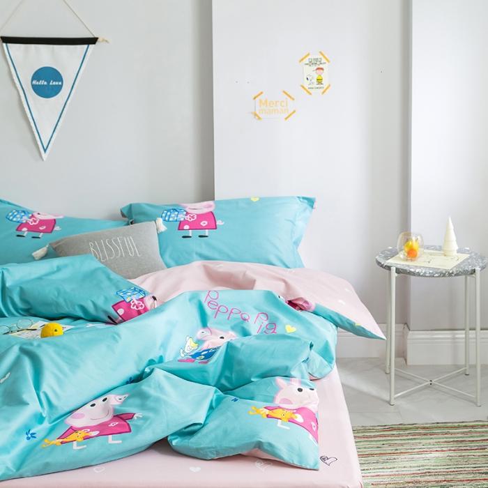 91家纺网 家纺一手货源 找家纺 窝米 2019全棉13372减龄卡通系列四件套床单款 佩奇