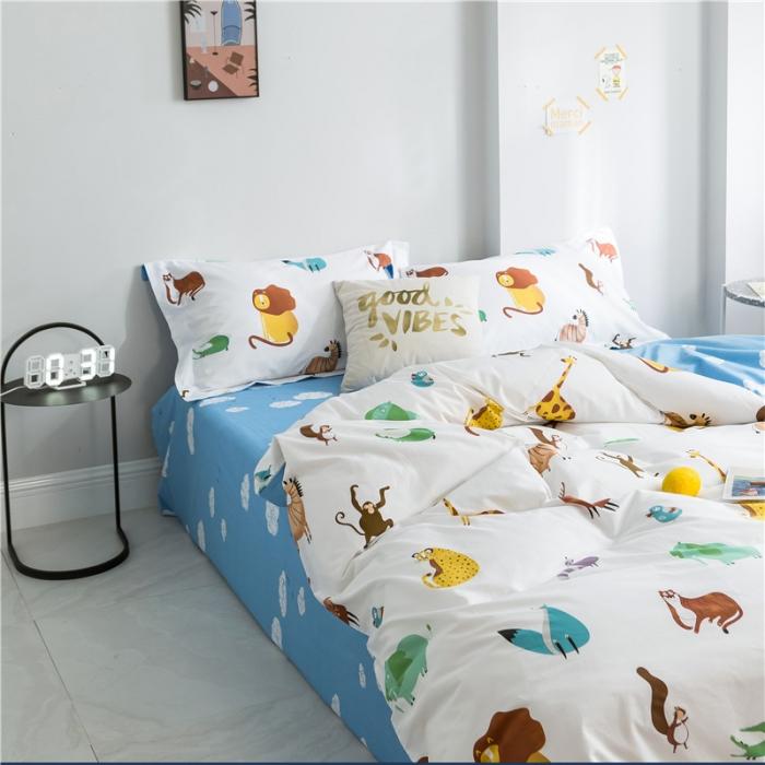 91家纺网 家纺一手货源 找家纺 窝米 2019全棉13372减龄卡通系列四件套床单款森林之王