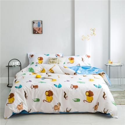 窝米 2019全棉13372减龄卡通系列四件套床单款森林之王