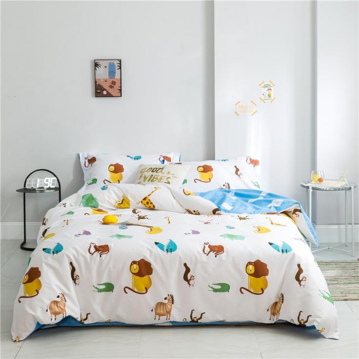 91家纺网 家纺一手货源 找家纺 窝米 2019全棉13372减龄卡通系列四件套床单款森林之王