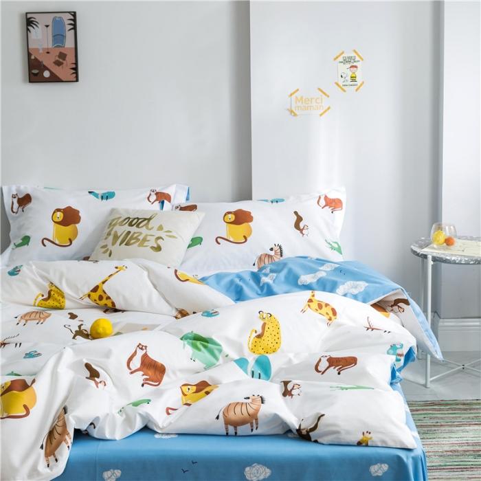 91家纺网 家纺一手货源 找家纺 窝米 2019全棉13372减龄卡通系列四件套床单款森林之王