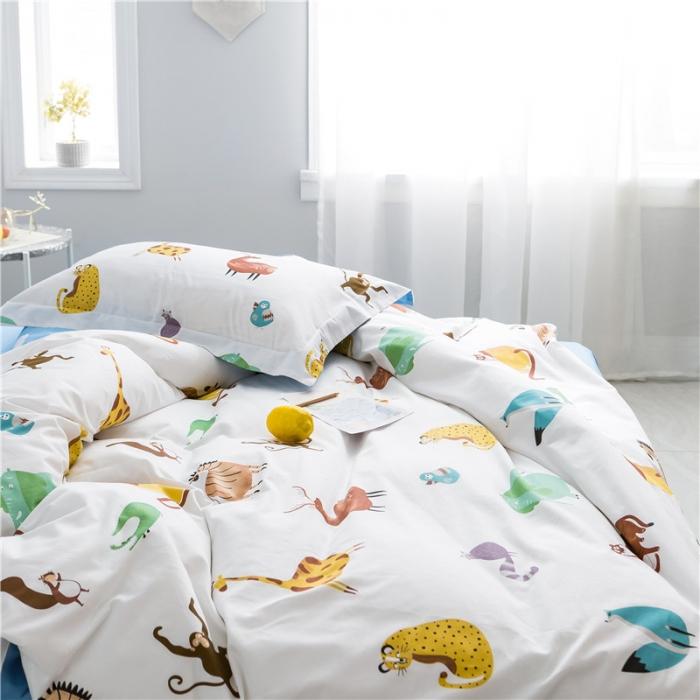 91家纺网 家纺一手货源 找家纺 窝米 2019全棉13372减龄卡通系列四件套床单款森林之王