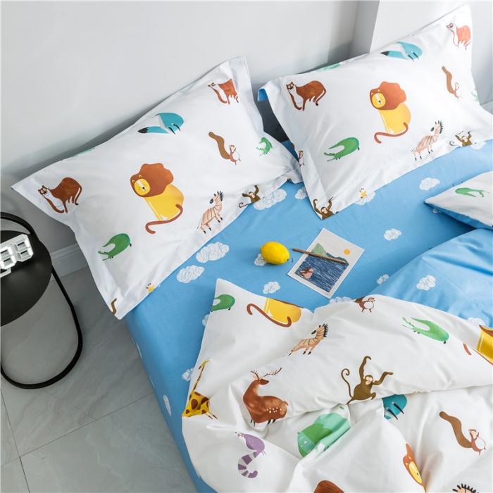 91家纺网 家纺一手货源 找家纺 窝米 2019全棉13372减龄卡通系列四件套床单款森林之王