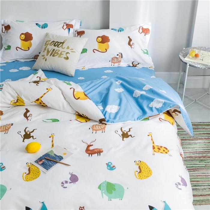 91家纺网 家纺一手货源 找家纺 窝米 2019全棉13372减龄卡通系列四件套床单款森林之王