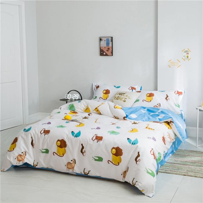 91家纺网 家纺一手货源 找家纺 窝米 2019全棉13372减龄卡通系列四件套床单款森林之王