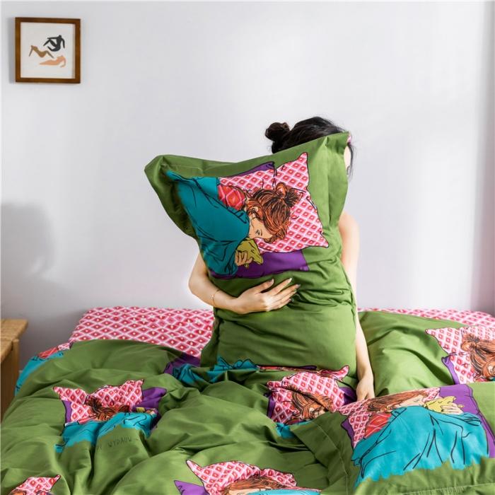 91家纺网 家纺一手货源 找家纺 窝米 2019全棉13372减龄卡通系列四件套床单款 晚晚