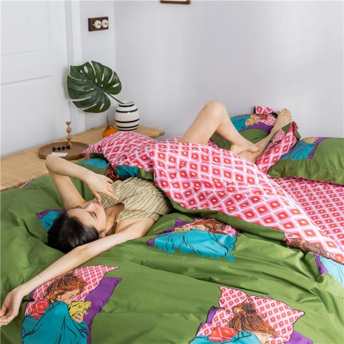 91家纺网 家纺一手货源 找家纺 窝米 2019全棉13372减龄卡通系列四件套床单款 晚晚