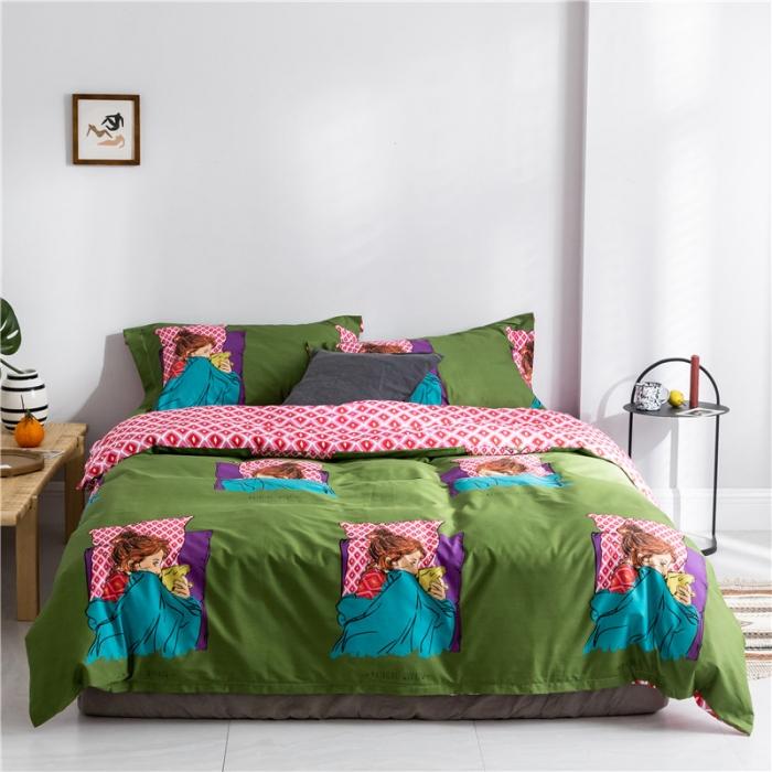 91家纺网 家纺一手货源 找家纺 窝米 2019全棉13372减龄卡通系列四件套床单款 晚晚