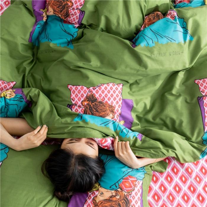 91家纺网 家纺一手货源 找家纺 窝米 2019全棉13372减龄卡通系列四件套床单款 晚晚