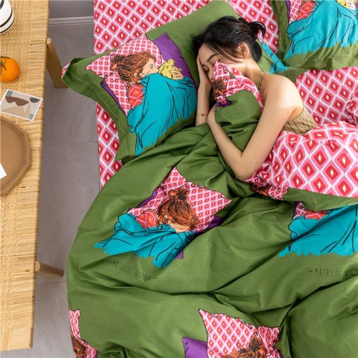 91家纺网 家纺一手货源 找家纺 窝米 2019全棉13372减龄卡通系列四件套床单款 晚晚