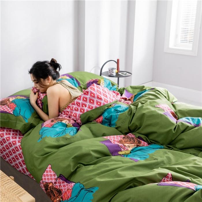 91家纺网 家纺一手货源 找家纺 窝米 2019全棉13372减龄卡通系列四件套床单款 晚晚