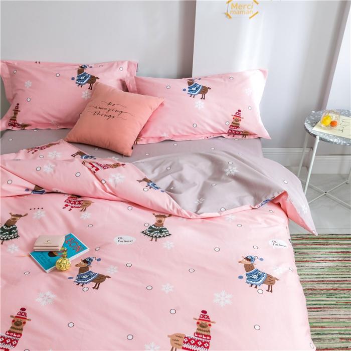 91家纺网 家纺一手货源 找家纺 窝米 2019全棉13372减龄卡通系列四件套床单款 羊驼