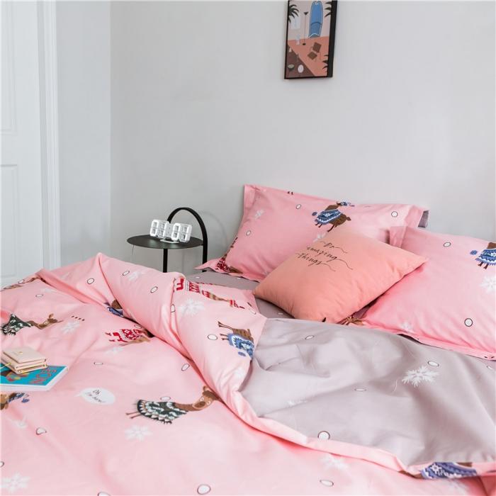 91家纺网 家纺一手货源 找家纺 窝米 2019全棉13372减龄卡通系列四件套床单款 羊驼