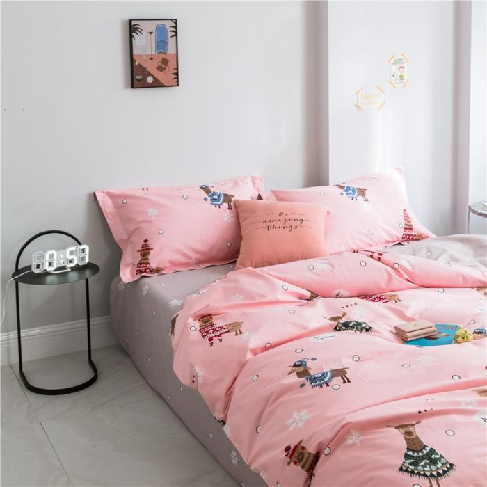 91家纺网 家纺一手货源 找家纺 窝米 2019全棉13372减龄卡通系列四件套床单款 羊驼