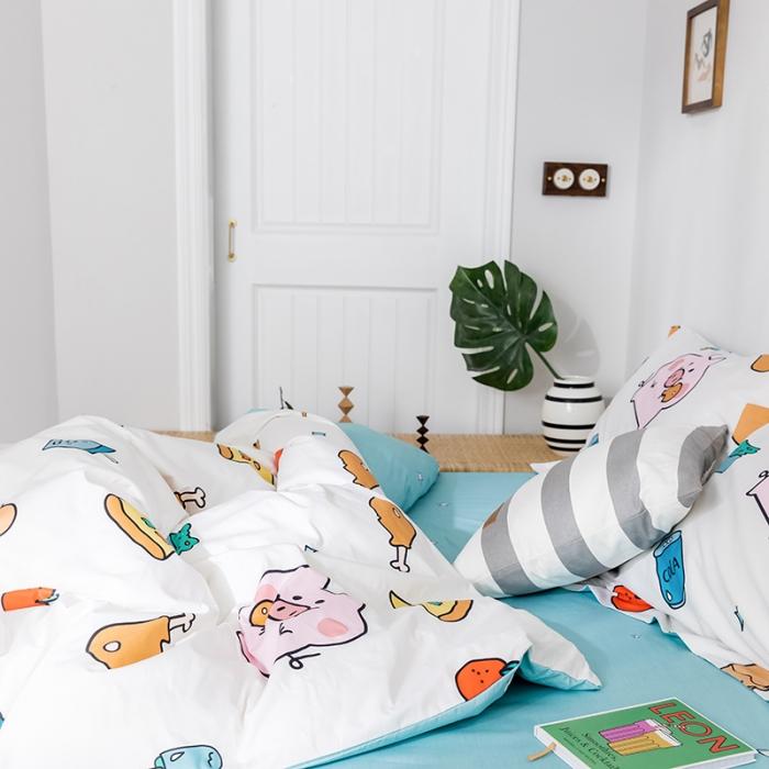 91家纺网 家纺一手货源 找家纺 （总）窝米 2019全棉13372减龄卡通系列四件套床笠款