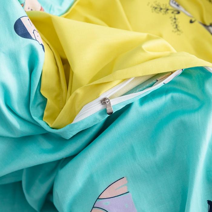 91家纺网 家纺一手货源 找家纺 窝米2019全棉13372卡通花卉系列四件套床单款巴黎大叔黄