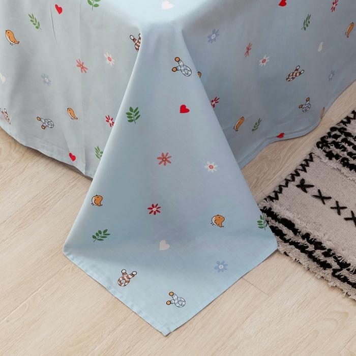 91家纺网 家纺一手货源 找家纺 窝米 2019全棉13372卡通花卉系列四件套床单款 比心