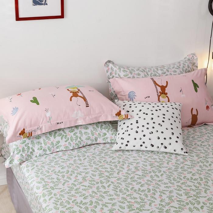 91家纺网 家纺一手货源 找家纺 窝米2019全棉13372卡通花卉系列四件套床单款猴子的故事