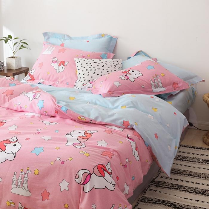 91家纺网 家纺一手货源 找家纺 窝米 2019全棉13372卡通花卉系列四件套床单款可爱宝宝