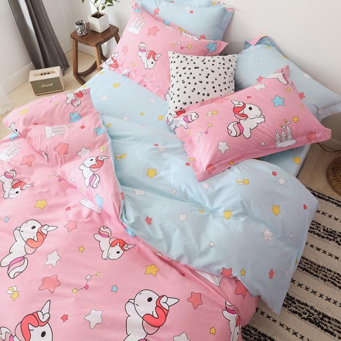 91家纺网 家纺一手货源 找家纺 窝米 2019全棉13372卡通花卉系列四件套床单款可爱宝宝