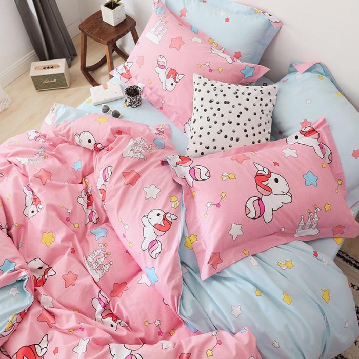 91家纺网 家纺一手货源 找家纺 窝米 2019全棉13372卡通花卉系列四件套床单款可爱宝宝