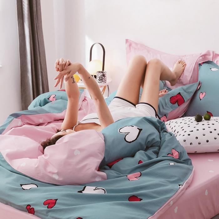 91家纺网 家纺一手货源 找家纺 窝米 2019全棉13372卡通花卉系列四件套床单款 美妍