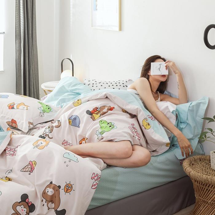 91家纺网 家纺一手货源 找家纺 窝米 2019全棉13372卡通花卉系列四件套床单款 萌宝