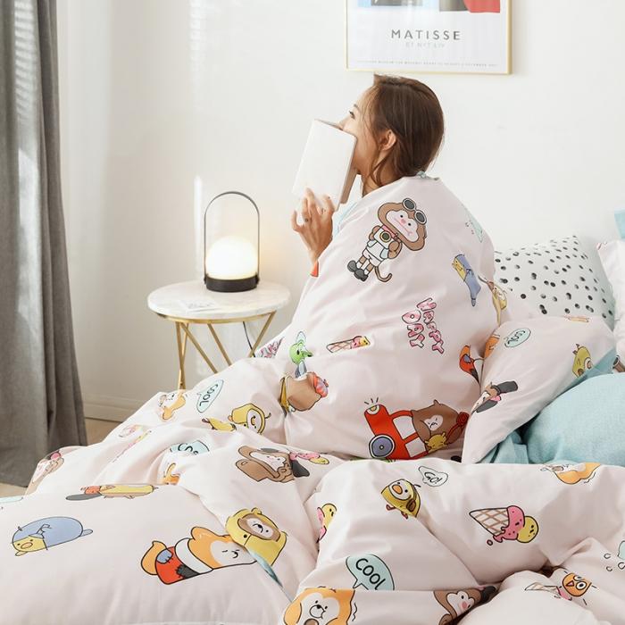 91家纺网 家纺一手货源 找家纺 窝米 2019全棉13372卡通花卉系列四件套床单款 萌宝