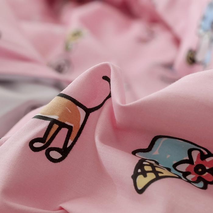 91家纺网 家纺一手货源 找家纺 窝米 2019全棉13372卡通花卉系列四件套床单款 牛头狗