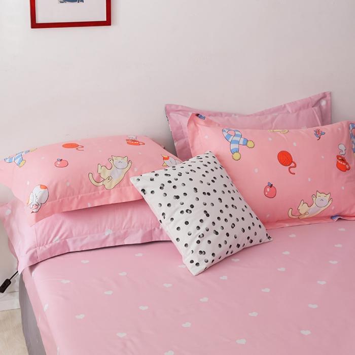 91家纺网 家纺一手货源 找家纺 窝米 2019全棉13372卡通花卉系列四件套床单款 圣诞猫