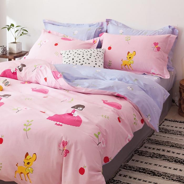 91家纺网 家纺一手货源 找家纺 窝米 2019全棉13372卡通花卉系列四件套床单款小花公主